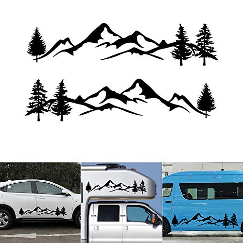 SELUXU Mountain Tree Car-Styling Vehículo Cuerpo 2 Falda Lateral Camping Autocaravana Trailer Calcomanías Pegatinas Decoración