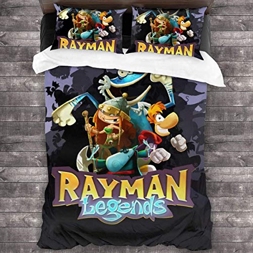 shenguang R-Aym-an Le-Gends-Juegos de Cama, Juego de edredón Completo, Juegos de Cama de 3 Piezas, Juego de Cama Unisex de Microfibra Ultra Suave con Estampado Moderno