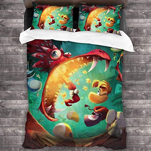 shenguang Ray-Man Leg-Ends-Juegos de Cama, Juego de edredón Completo, Juegos de Cama de 3 Piezas, Juego de Cama Unisex de Microfibra Ultra Suave con Estampado Moderno