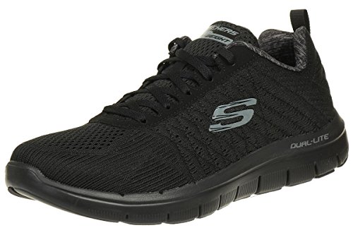 Skechers Flex Advantage 2.0, Zapatillas de Deporte Exterior Hombre, Negro (BBK Black Engineered Mesh/Trim), 42.5 EU