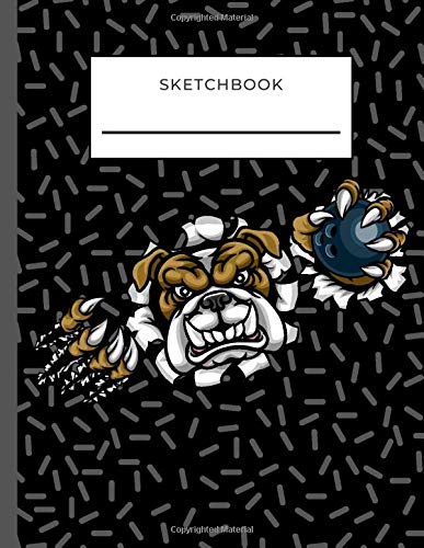 Sketchbook: Angry Bulldog with Bowling Ball on Black Cover / Unruled Unlined Paper / 8.5x11 Inches, Notebook Size / Design Book / Great Gift for Creatives, Artists and People Who Love To Draw