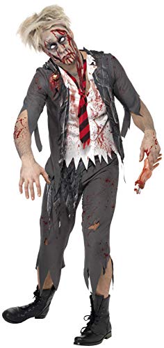 Smiffy'S 32928L Disfraz De Colegial Zombi High School Horror Con Chaqueta Con Camisa, Gris, L - Tamaño 42"-44"