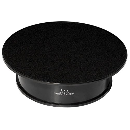 Soporte giratorio motorizado para joyas, diseño con parte superior de terciopelo, color negro (20,3 cm), negro, Dia.:8" (20cm Top stand)* 2.24"H