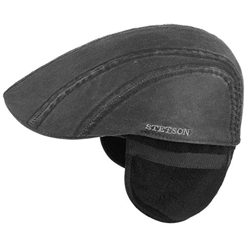 Stetson Gorra con Orejeras Old Cotton Hombre - de algodón Visera, Forro, Forro otoño/Invierno - S (54-55 cm) Negro