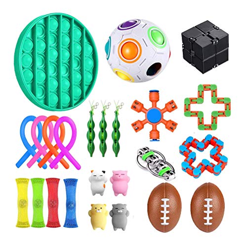 Sttoce Juego de Juguetes sensoriales, 20 Piezas Fidget Toys para niños y Adultos, Fidget Sistema de Juguete sensorial, Fidget Toys con Pop it, Alivia el estrés y la ansiedad Fidget Toy