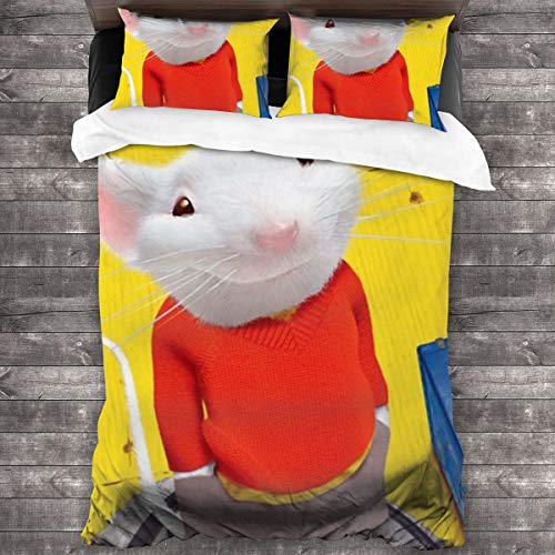 Stuart Little - Juego de ropa de cama de 3 piezas (201 x 188 cm, 2 fundas de almohada y una funda de edredón)