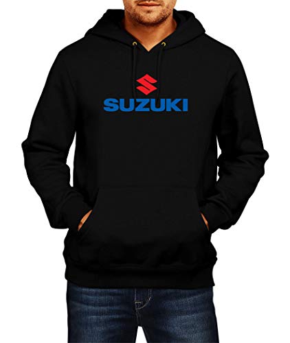 SWEATSHIRT Suzuki Logo Sudaderas con Capucha Hoodie Ropa Hombre Men Car Auto tee Black Grey Negro Gris Long Sleeves Mangas Largas Present Christmas (XL, Black)