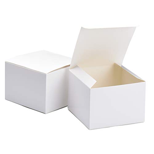 Switory Cajas de regalo de 25 piezas 12,5x12,5x9cm, cajas de regalo de papel Kraft con tapas para hacer manualidades,cajas de cartón para propuestas de dama de honor, regalos de boda blancos