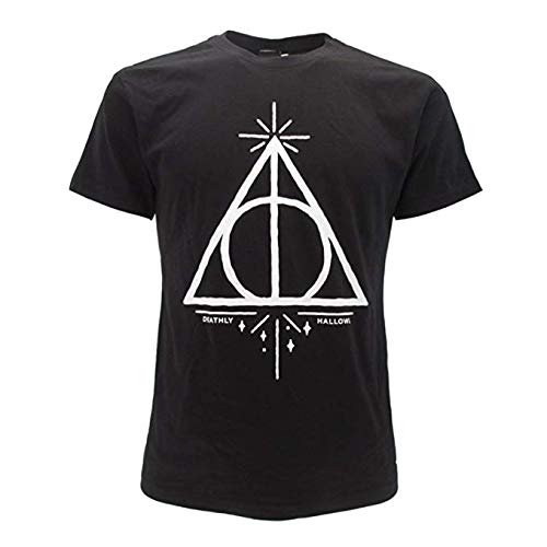 T-Shirt Camiseta BLASON Simbolo de Las Reliquias DE LA Muerte Harry Potter - 100% Oficial Warner Bros (XXS 8-10 Años)