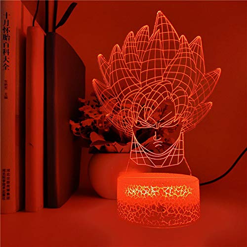 TYWFIOAV Reloj Reloj 3D LED Luz de Noche Dragon Ball Z Son-Goku 7 Colores Touch Ilusión óptica Lámpara de Mesa Decoración del hogar Modelo de Anime