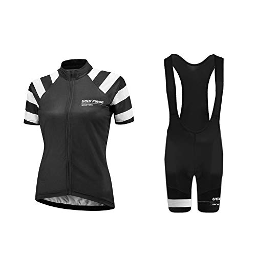 Uglyfrog Sets Ropa de Ciclismo, Maillot de Manga Corta y Culotte Corto para Mujer, Conjunto Ropa para Bicicleta Transpirable DTWX02