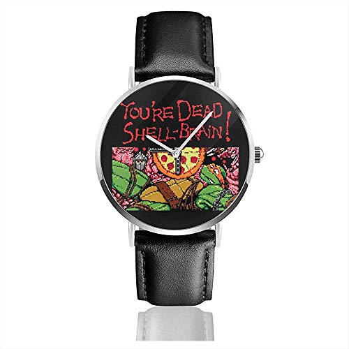 Unisex Business Casual Youre Dead Shell Brain Ninja Gaiden Turtles Relojes Reloj de Cuero de Cuarzo