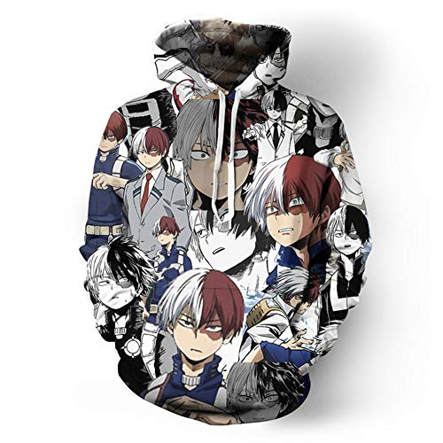 Unisex Vistoso Sudaderas con Capucha Mujer Hombres Video Juego 3D Estampado Tops Adolescentes Anime Cosplay My Hero Academia Manga Larga,4,XXL