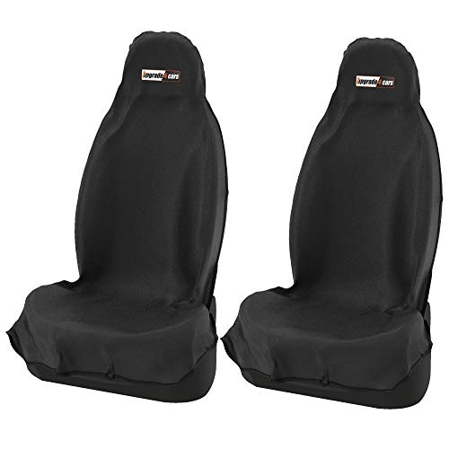 Upgrade4cars Funda de Asiento Delantero para Coche Universal Negro | Protector Asientos Delanteros para Deportivo Taller Perro Niños | Cubierta Impermeable | Accesorios Coches Interior