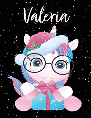 Valeria: Cuaderno de dibujo grande unicornio para niña con nombre personalizado Valeria y diseño de kawaii unicornio, regalo de cumpleaños y navidad o San Valentín - 110 paginas.