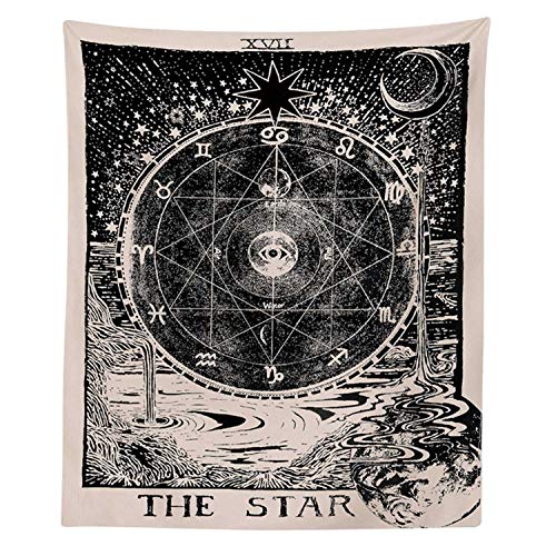 Vintage European Moon Star Brujería Astrología Ouija Inicio Decoración de Pared Tapicería Colgante de Pared Cabecero Manta Alfombra 150 x 130 cm Estilo C