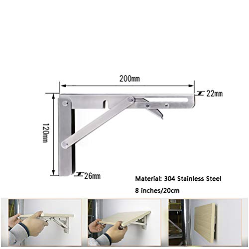 WYQQ Soporte Plegable Heavy Duty 110 LB, Soporte De Pata Plegable para Mesa De Banco Soporte De Bricolaje para Ahorro De Espacio, Mesa Lagun(Size:200X120mm)