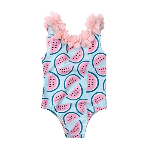 xiaofeng214 El niño Infantil de los bebés sandía Traje de baño de una Sola Pieza del Traje de baño Floral Traje de natación de Verano del Bikini Linda (Color : Blue, Size : 12M)