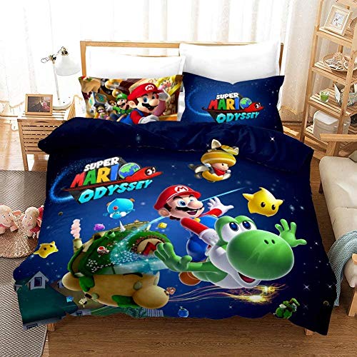 XZHYMJ 3D Super Mario Bros Juego de edredones de Ropa de Cama Juego de Funda nórdica tamaño King Queen Juego de Microfibra de Regalo para niñas Adolescentes (C2 220X260CM)-C12_Los 220X260CM