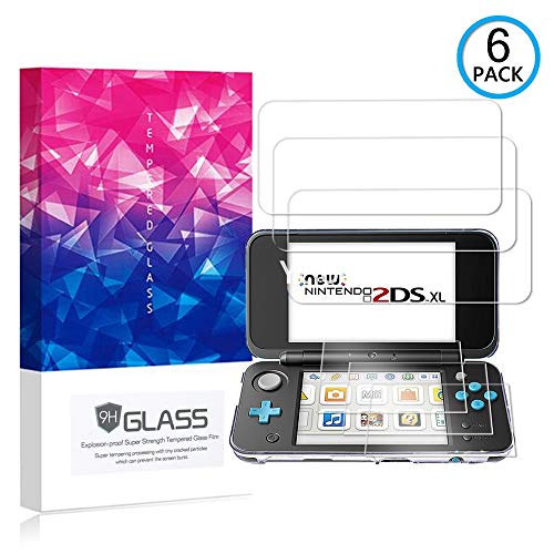 Ycloud [6 Pack] Protector de Pantalla para Nintendo New 2DS XL,[9H Dureza/0.3mm],[Alta Definicion] Cristal Vidrio Templado Protector para Nintendo New 2DS XL