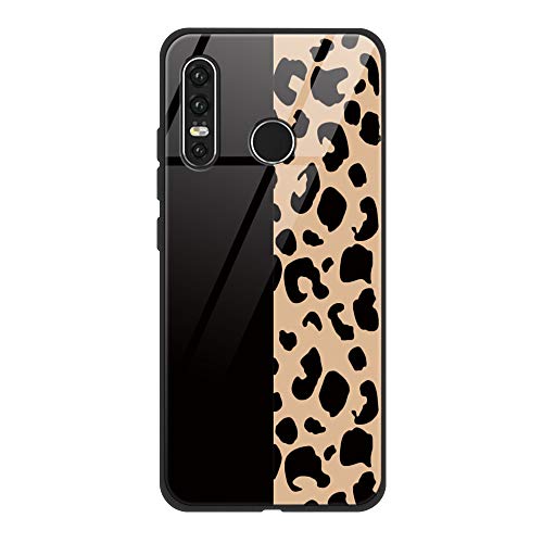 Yoedge Huawei P30 Lite Funda, [Resistente a los Arañazos] Carcasa con Dibujos Animados Diseño [Bordes en Suave TPU Silicona] Híbrida Tempered Vidrio Case Cover para Huawei P30 Lite, Leopardo 1