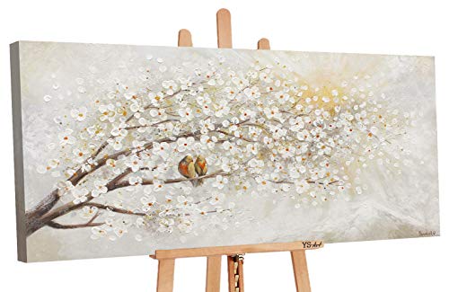 YS-Art Premium | Cuadro Pintado a Mano El Amanecer | Cuadro Moderno acrilico | 120x60 cm | Lienzo Pintado a Mano | Cuadros Dormitories | único | Gris | PS005