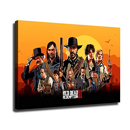 YuHui Red Dead Redemption 2 - Lienzo decorativo para pared, diseño de la familia, Enmarcado, 20x28inch