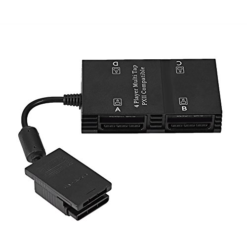 Yunir Adaptador PS2 Multi-Tap, Adaptador de Controlador Multi Tap para 4 Jugadores con 4 Ranuras de Memoria para Consola Sony PS2 Compatible con DDR