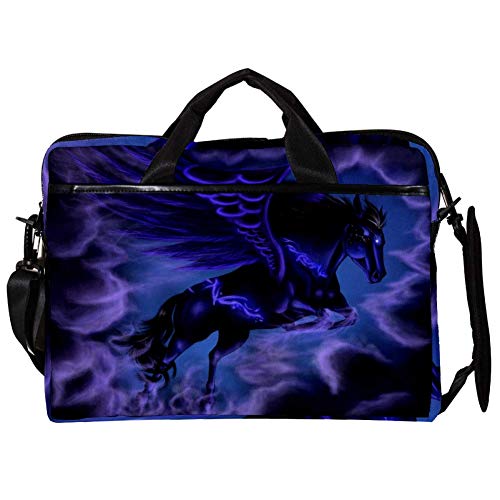 Yuzheng Pegaso Negro Bolso Bandolera para computadora portátil con Correa para el Hombro Mensajero de Lona Maletín de Transporte Maletín Manga 38.1x27.94x2.54cm