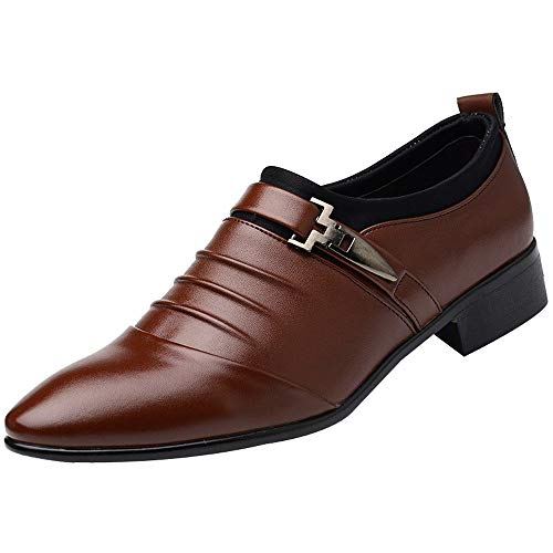 Zapatos de Vestir de Negocios para Hombres Zapatillas de Piel Casual con Estilo Suave Fiesta Moda Cuero Negro Blanco riou