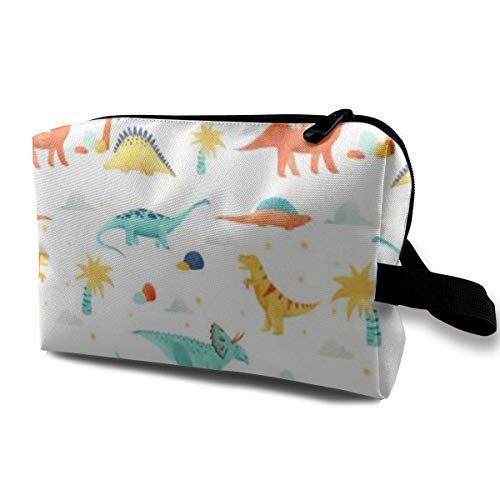 zmzm Bolsas de Almacenamiento con cremallerasMakeup Bag Cosmetic Pouch Beautiful Baby Watercolor Dinosaurs Multi Functional Bag Travel Kit Storage Bag