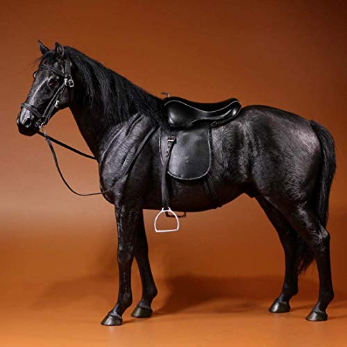 ZSMD 1/6 Horse Figure Model, 12.99 Inch Germany Hannover Horse Model Realistic Animal Figure Steed Animal for Soldier Action Figure, Home Decor Collection Toys - Black