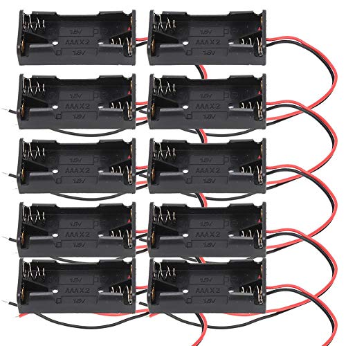 10 Piezas 2x 3x AAA Soporte Batería Caja Alimentación Batería Caja Plástico con Cable Alambre para Juguete Electrónico, Electrodomésticos(2 knots)