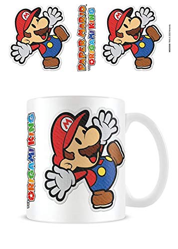 1art1 Super Mario, Paper Mario Sticker Taza Foto (9x8 cm) Y 1x Taza Sorpresa