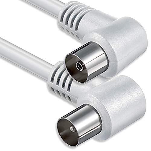 1aTTack - Cable coaxial para Antena (Conector coaxial F a Conector coaxial F, Doble apantallamiento, 75db 85db 100db 110 db 120 db 125 db) Koax Weiss St-KU (2xWinkel) 75db 1,5 Meter