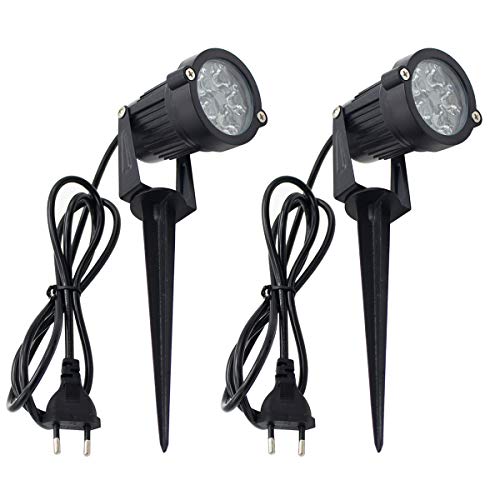 2 Packs, 5W LED Impermeable IP65, Luz de Paisaje al Aire Libre AC 85-265V Focos de exterior con enchufe, de iluminación Para Calzada, Patio, Cesped, Pathway, Jardín (Verde)