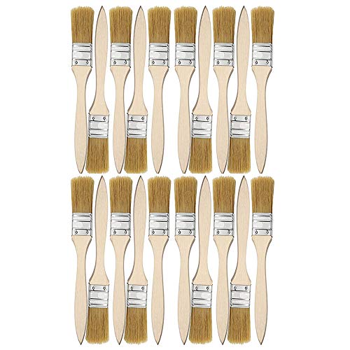 20pcs Brochas, 25mm (1") Pinceles de Madera con Mango Pincel de cerdas para Pintar Paredes y Muebles, Perfecto para Paredes y Pintar Madera, Tinturas, Pegamentos y Gesso