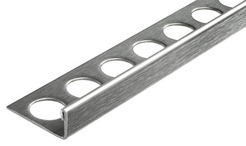 2,5 MEDIDOR – Altura: 10mm PREMIO perfil de baldosas cierre angular inox acero V2A cepillado, 1mm material, 250cm longitud perfiles