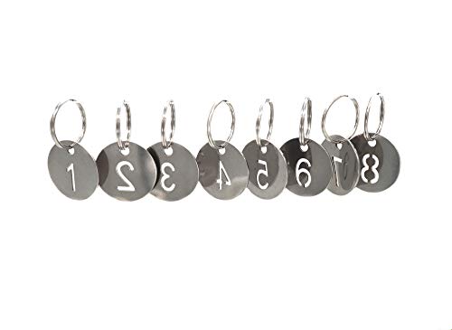 304 Stainless Steel Key Tags with Ring 20 pcs, 25mm Hollowed Number ID Tags Key Chain, Numbered Key Rings - 1 to 20