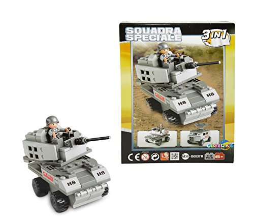 340660 Playset construcción 3 en 1 Tanque ESERCITO 110 piezas para montar