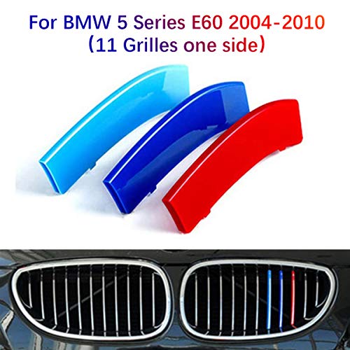3D Coche Rejillas Frontales Para BMW Serie 5 E60 2004-2010（11 Rejillas）Parrilla Delantera Trim M-Colore Cubierta Pegatinas Decoración 3 Piezas