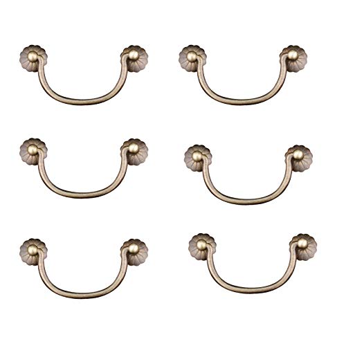 6 PCS Anillo Tirador Tirón Perillas, Cajón Vintage Manijas de tracción Armario Armario Retro Cajón Anillo Muebles Hardware con tornillos (Bronce antiguo),8.5cm