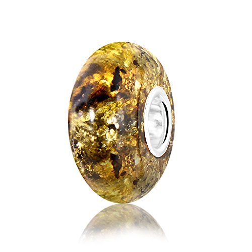 Abalorio Andante, colección prémium, auténtico ámbar del mar Báltico, colgante para cadena, de plata de ley 925, con certificado, "el oro del mar", color amarillo verdoso, 8 mm x 14 mm