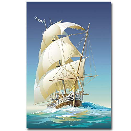 Abkaeh Rompecabezas Puzzle 1000 Piezas Velero en el mar Azul Puzzle Rompecabezas para Niños Desafío de Ejercicio Cerebral Juego de Alta dificultad Regalo 50x75cm