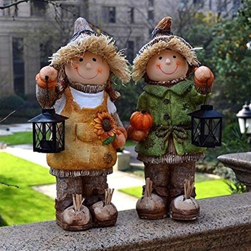 Adorno de Jardin Ornamento de la muñeca de la lámpara Escultura Paisaje Kinder Jardín Bosque espantapájaros decoración del Piso del jardín de Velas de Dibujos Animados (Color : 2PCS)