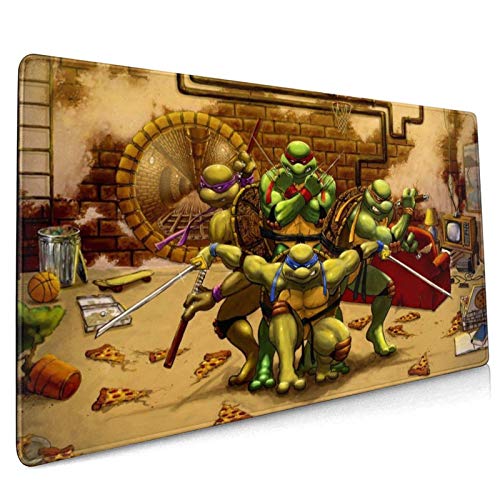 Alfombrilla Ratón Grande Gaming Mouse Pad XL con Superficie Texturizada Impermeable, Base de Goma Antideslizante Tortugas Leonardo Raphael Michelangelo Donatello 750X400X3 mm