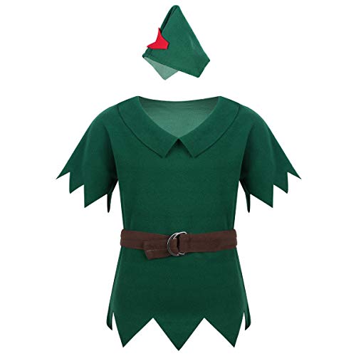 Alvivi Traje de Carnaval Halloween Infantil Camiseta Tops Verde y Sombreros Cinturón Juego de Disfraz de Fiesta Cosplay Conjuntos para Bebés Recién Nacidos Niños Niñas Verde 2-3 Años