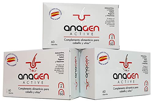 Anagen Active - tratamiento anti-caída de cabello | vitamina pelo con Bitoina, Zinc, vitaminas, Selenio, L-Cistina, Saw palmeto, Astaxantina | Crecepelo | crecimiento en hombres y mujeres (3 Cajas)