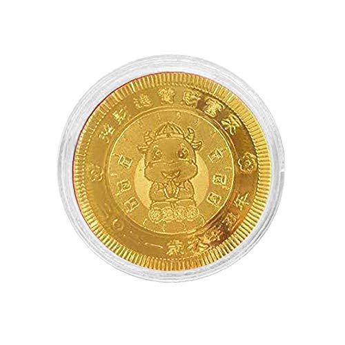 Año Nuevo de la Moneda del año del Buey de la Moneda la Hoja de Oro Moneda de la Suerte 2021 Año Moneda Conmemorativa con el Regalo Bolsa de Estilo 2 Productos para el hogar