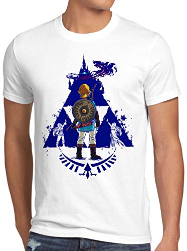 A.N.T. Breath Link Blue Camiseta para Hombre T-Shirt Hyrule Gamer, Talla:2XL, Color:Blanco